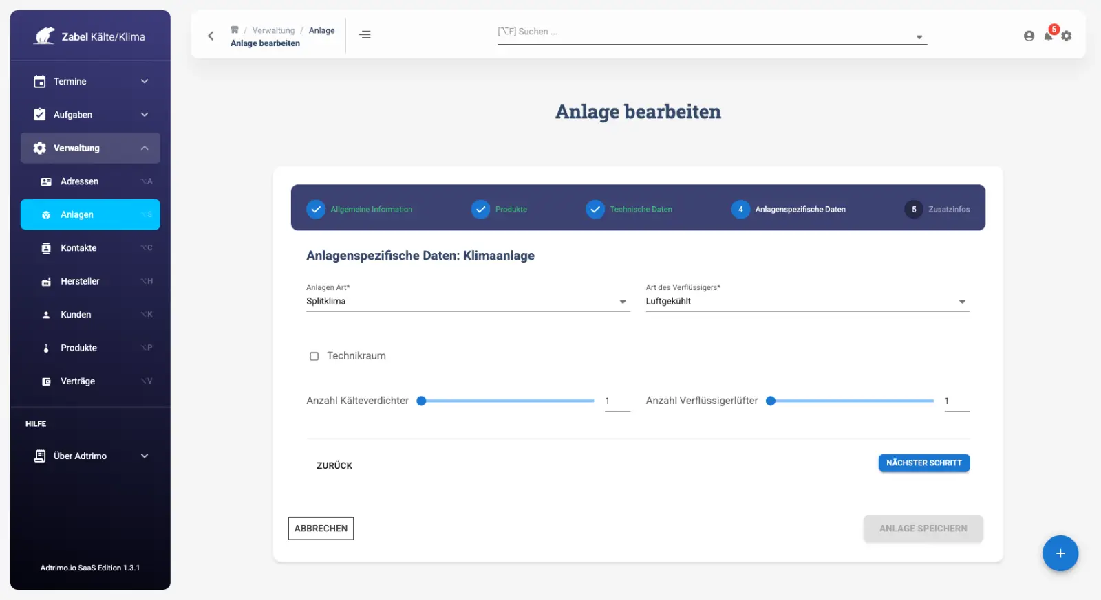 adtrimo Anlagenverwaltung der Zentrale - Klima- und Kälteanlagen ect. perfekt konfigurieren